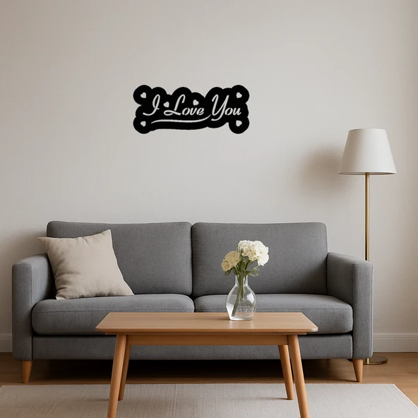 I Love You Zarif Duvar Dekoru - Resim 2