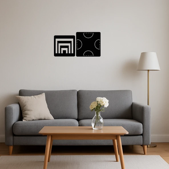 Modern Geometrik Desenli MDF Dekoratif Tablo - Resim 4