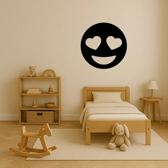 Kalp Gözlü Gülümseyen Emoji Dekoratif Tablo - Resim 3