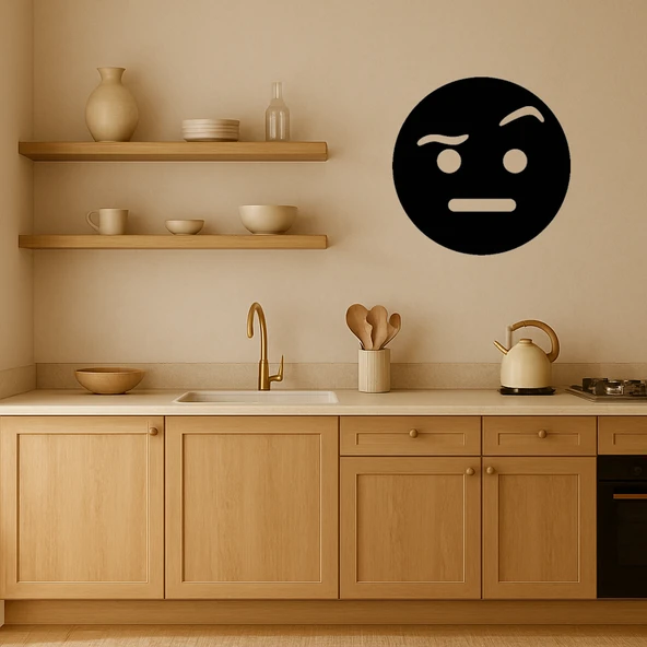 Kaldırılmış Kaşlı Emoji MDF Dekoratif Tablo - Resim 2