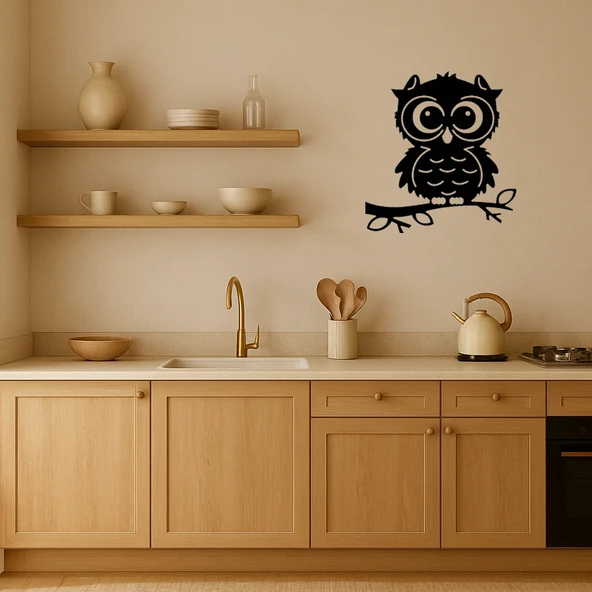 Doğal Yaşam Temalı Baykuş Dekoratif MDF Tablo - Resim 2