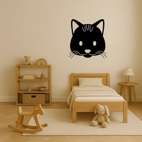 İç Mekan Dekoratif Kedi Yüzü Tablosu - Resim 3