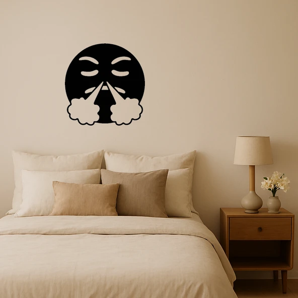 Burnundan Ateş Çıkan Emoji Dekoratif Tablo ürün görseli