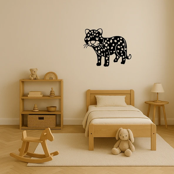 Leopar Çocuk MDF Duvar Sanatı - Resim 3