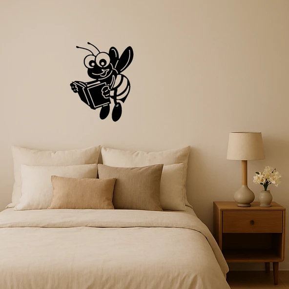 Mutlu Arı ve Kitap Tasarımlı Dekoratif Tablo ürün görseli