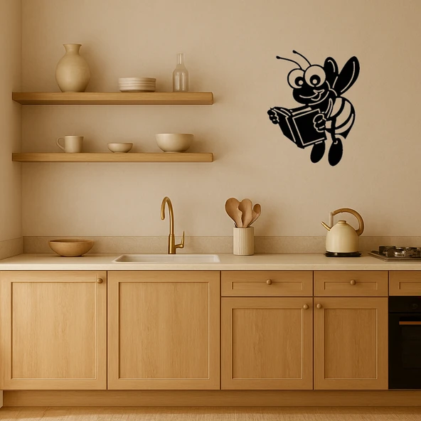 Mutlu Arı ve Kitap Tasarımlı Dekoratif Tablo - Resim 2