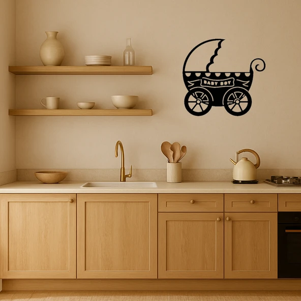 Bebek Arabası Temalı MDF Dekoratif Tablo - Resim 2