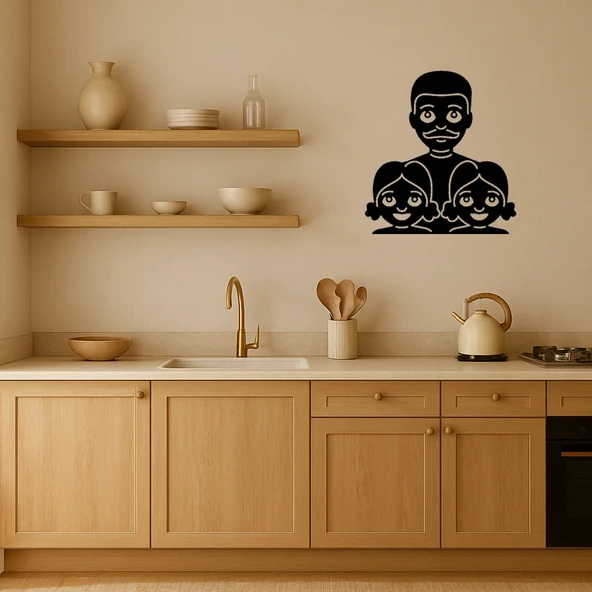 İç Mekan Dekoratif Baba ve Kız Emoji Tablosu - Resim 2