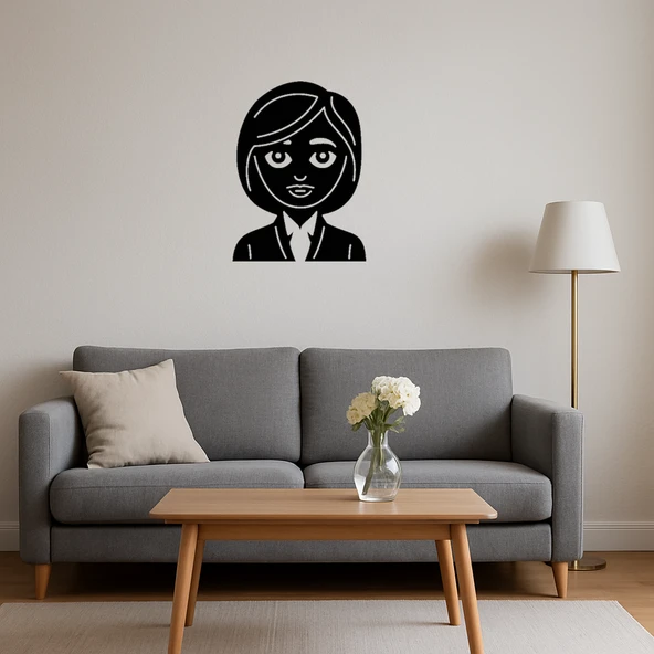 Uzun Saçlı Ofis Çalışanı Kadın Emoji Tablo - Resim 4