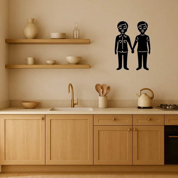 El Ele Tutan Çocuklar İç Mekan Dekoratif Tablo - Resim 2