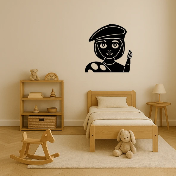 Sanatçı Kadın Emoji Dekoratif Tablo - Resim 3