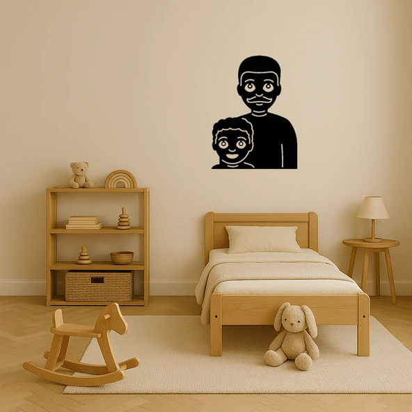 İç Mekan Dekoratif Baba ve Oğul Emoji Tablosu - Resim 3