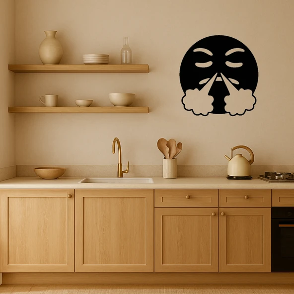 Burnundan Ateş Çıkan Emoji Dekoratif Tablo - Resim 2