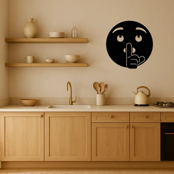 Sessiz Ol Emoji Dekoratif Tablo - Resim 2