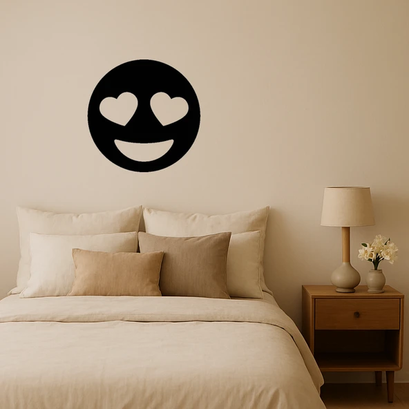 Kalp Gözlü Gülümseyen Emoji Dekoratif Tablo ürün görseli