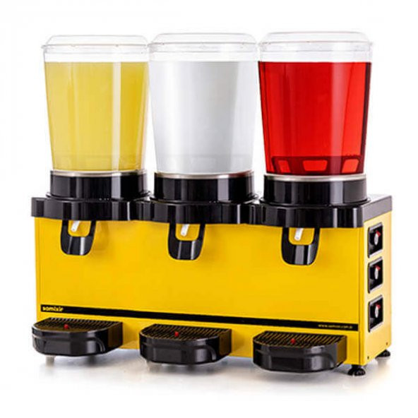 Samixir MMM30 Soğuk İçecek Dispenseri, 10+10+10 L, Analog, Panoramik, Karıştırıcılı, Sarı