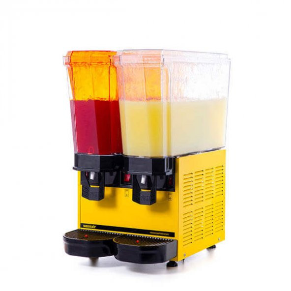 Samixir Klasik Twin Soğuk İçecek Dispenseri, 20+20 L, Fıskiyeli, Sarı