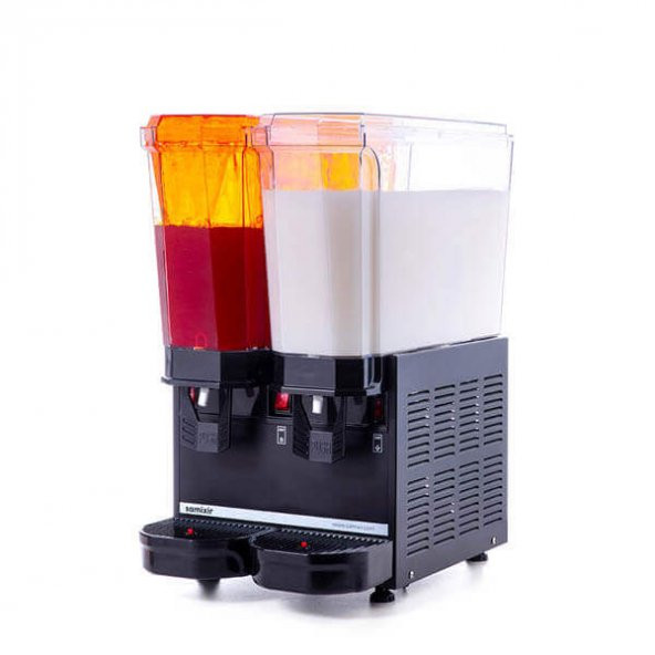 Samixir Klasik Twin Soğuk İçecek Dispenseri, 20+20 L, Fıskiyeli ve Karıştırıcılı, Siyah