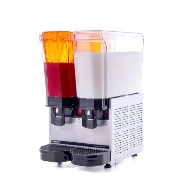Samixir Klasik Twin Soğuk İçecek Dispenseri, 20+20 L, Fıskiyeli ve Karıştırıcılı, Inox