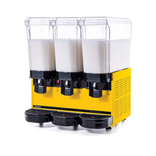 Samixir Klasik Triple Soğuk İçecek Dispenseri, 20+20+20 L, Karıştırıcılı, Sarı