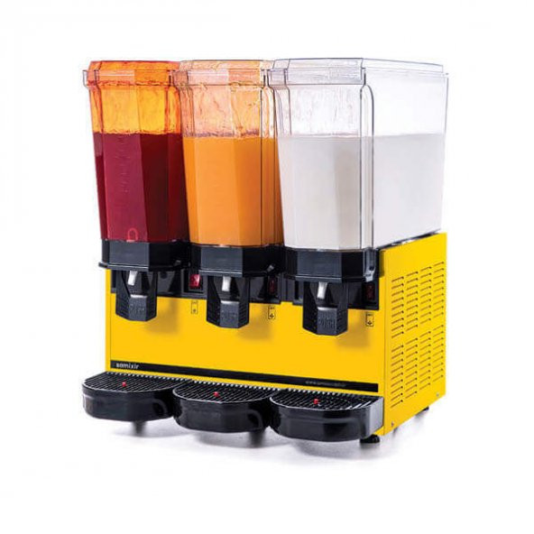 Samixir Klasik Triple Soğuk İçecek Dispenseri, 20+20+20 L, Fıskiyeli-Fıskiyeli-Karıştırıcılı, Sarı