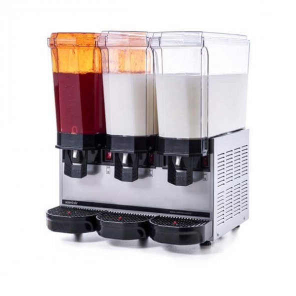 Samixir Klasik Triple Soğuk İçecek Dispenseri, 20+20+20 L, Fıskiyeli-Fıskiyeli-Karıştırıcılı, Inox