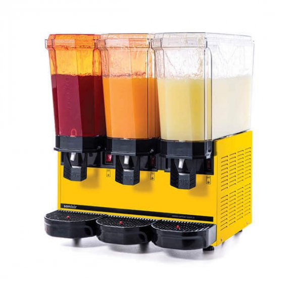 Samixir Klasik Triple Soğuk İçecek Dispenseri, 20+20+20 L, Fıskiyeli, Sarı