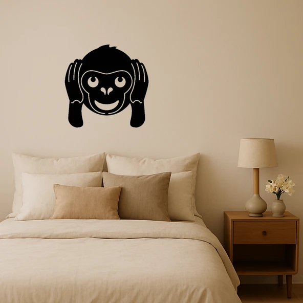 Şirin Maymun Emoji MDF Dekoratif Tablo ürün görseli