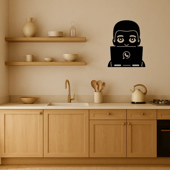 Teknoloji Aşığı Adam MDF Dekoratif Tablo - Resim 2