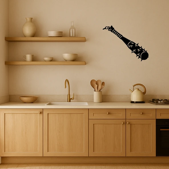 Dekoratif Ortaçağ Ahşap Mace Tablo - Resim 2