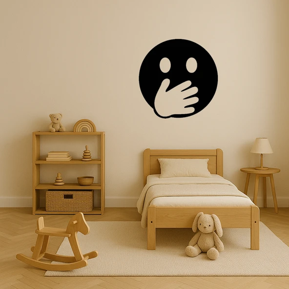 Gözler Açık El Ağız Üzerinde Yüz İfadeli Dekoratif Tablo - Resim 3