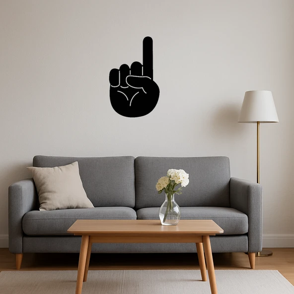 Yukarı İşaret Parmağı Temalı Dekoratif Tablo - Resim 4