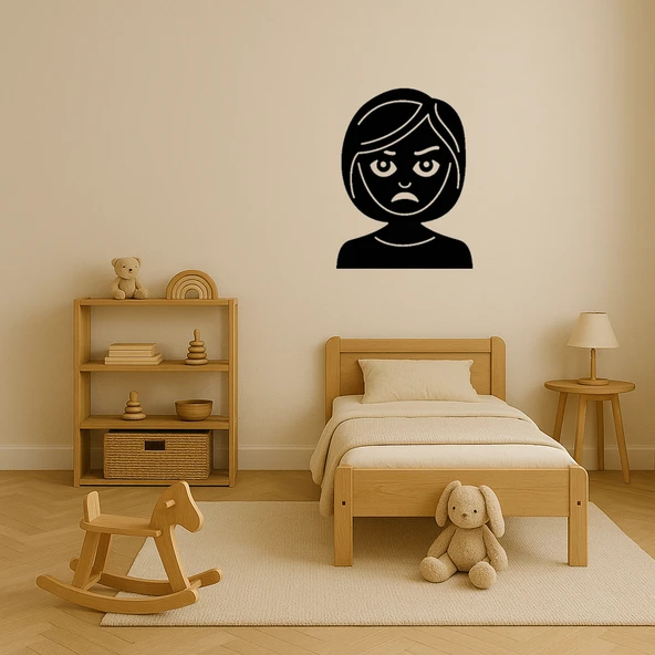 MDF Üzgün Kadın Emoji Dekoratif Tablo - Resim 3
