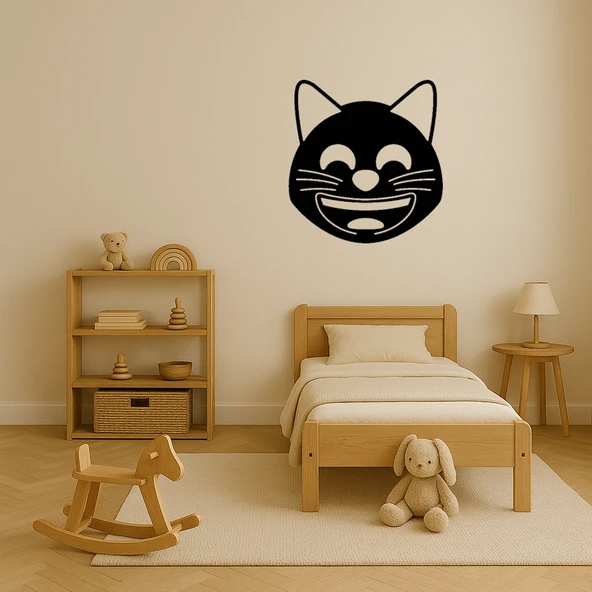 Gülümseyen Kedi Emojisi MDF Dekoratif Tablo - Resim 3