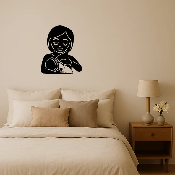 MDF Bebek Besleyen Kadın Emoji Tablosu ürün görseli