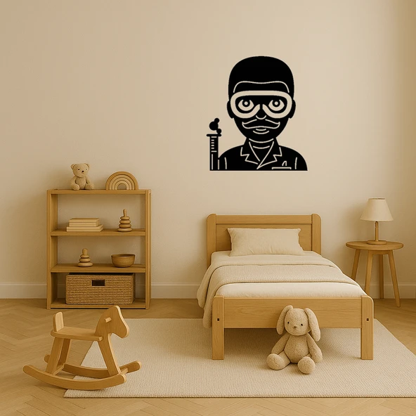 MDF Bilim Adamı Emoji Dekoratif Tablo - Resim 2