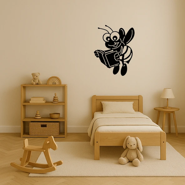 Mutlu Arı ve Kitap Tasarımlı Dekoratif Tablo - Resim 3