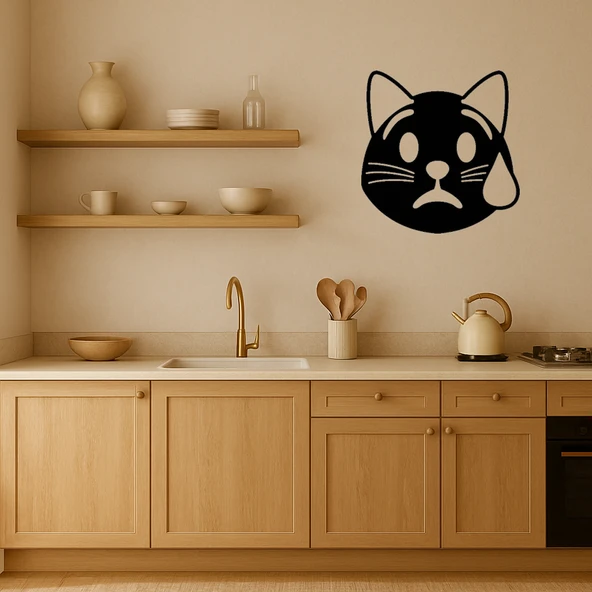 Ağlayan Kedi Yüz İfadeli Dekoratif Tablo - Resim 2