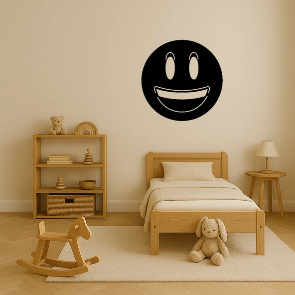 Büyük Gözlü Gülümseyen Emoji Dekoratif Tablo - Resim 3