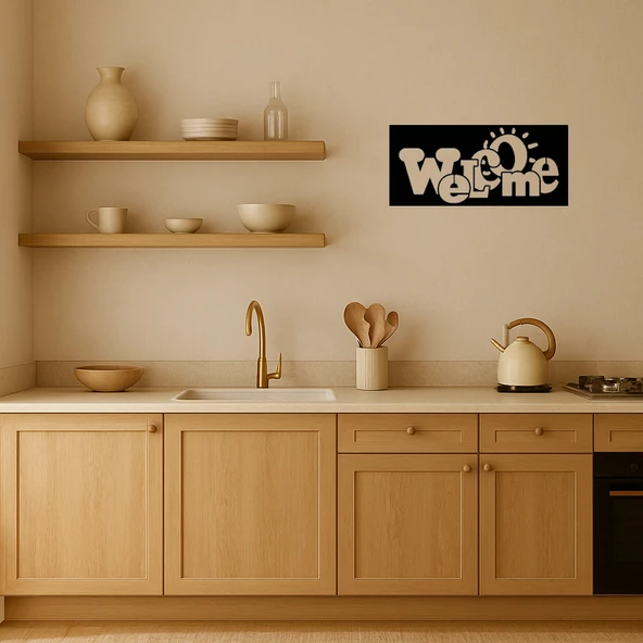 Güneş Motifli Hoş Geldiniz MDF Dekorasyon Tablosu - Resim 2