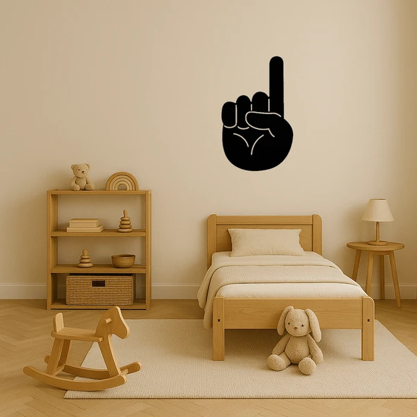 Yukarı İşaret Parmağı Temalı Dekoratif Tablo - Resim 3