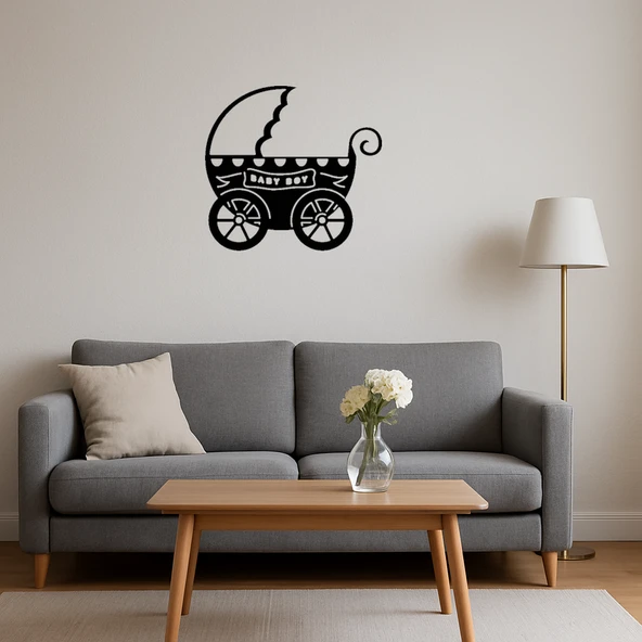 Bebek Arabası Temalı MDF Dekoratif Tablo - Resim 4