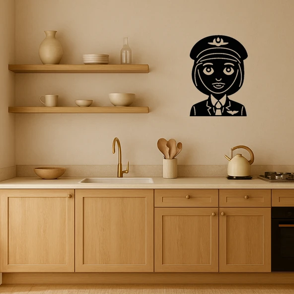 Kadın Pilot Emoji MDF Dekoratif Tablo - Resim 2