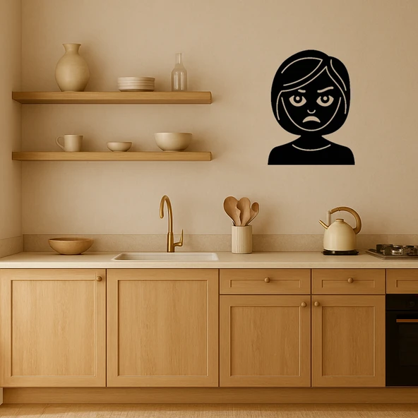 MDF Üzgün Kadın Emoji Dekoratif Tablo - Resim 2