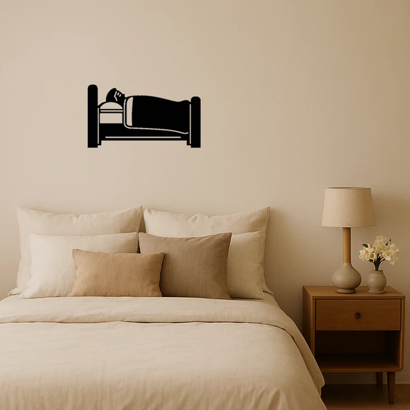 Yatakta Uyuyan Emoji Dekoratif Tablo ürün görseli