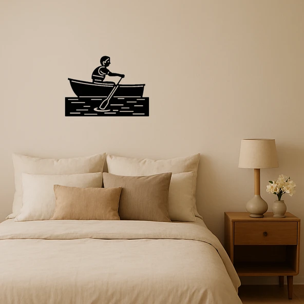 MDF Kürek Çeken Emoji Dekoratif Tablo ürün görseli