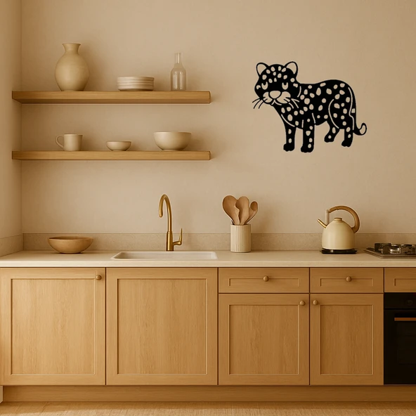 Leopar Çocuk MDF Duvar Sanatı - Resim 2