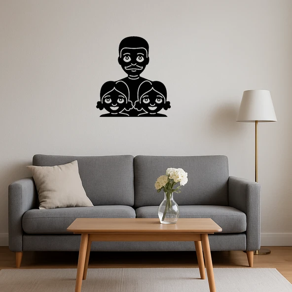 İç Mekan Dekoratif Baba ve Kız Emoji Tablosu - Resim 4