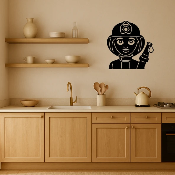 İtfaiyeci Kadın Dekoratif Tablo - Resim 2