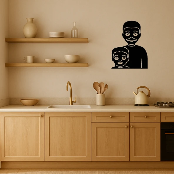 İç Mekan Dekoratif Baba ve Oğul Emoji Tablosu - Resim 2